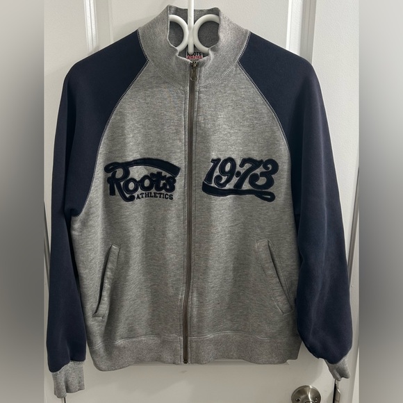 Roots Other - Vintage Roots Athletics Men’s Grey & Blue Zip Up Sweater - Size S Unisex